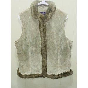 JDS Collection 100% Leather W/ Rabbit Trim Vest